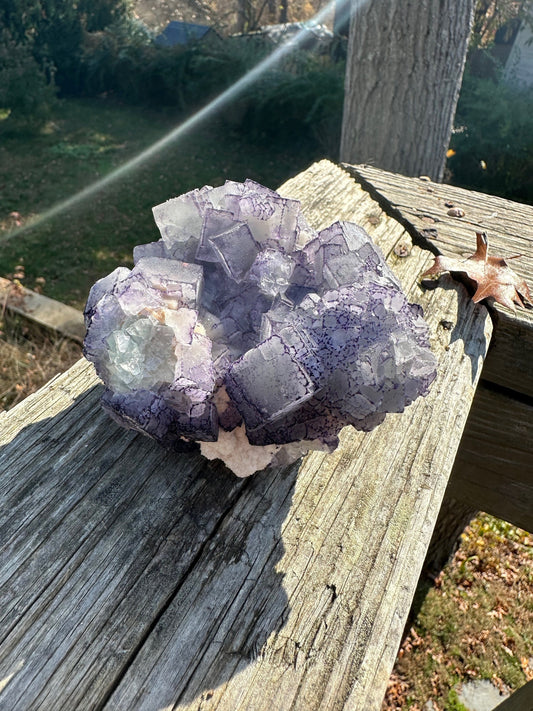 Large Cabinet Green and Purple Edge Fluorite from China