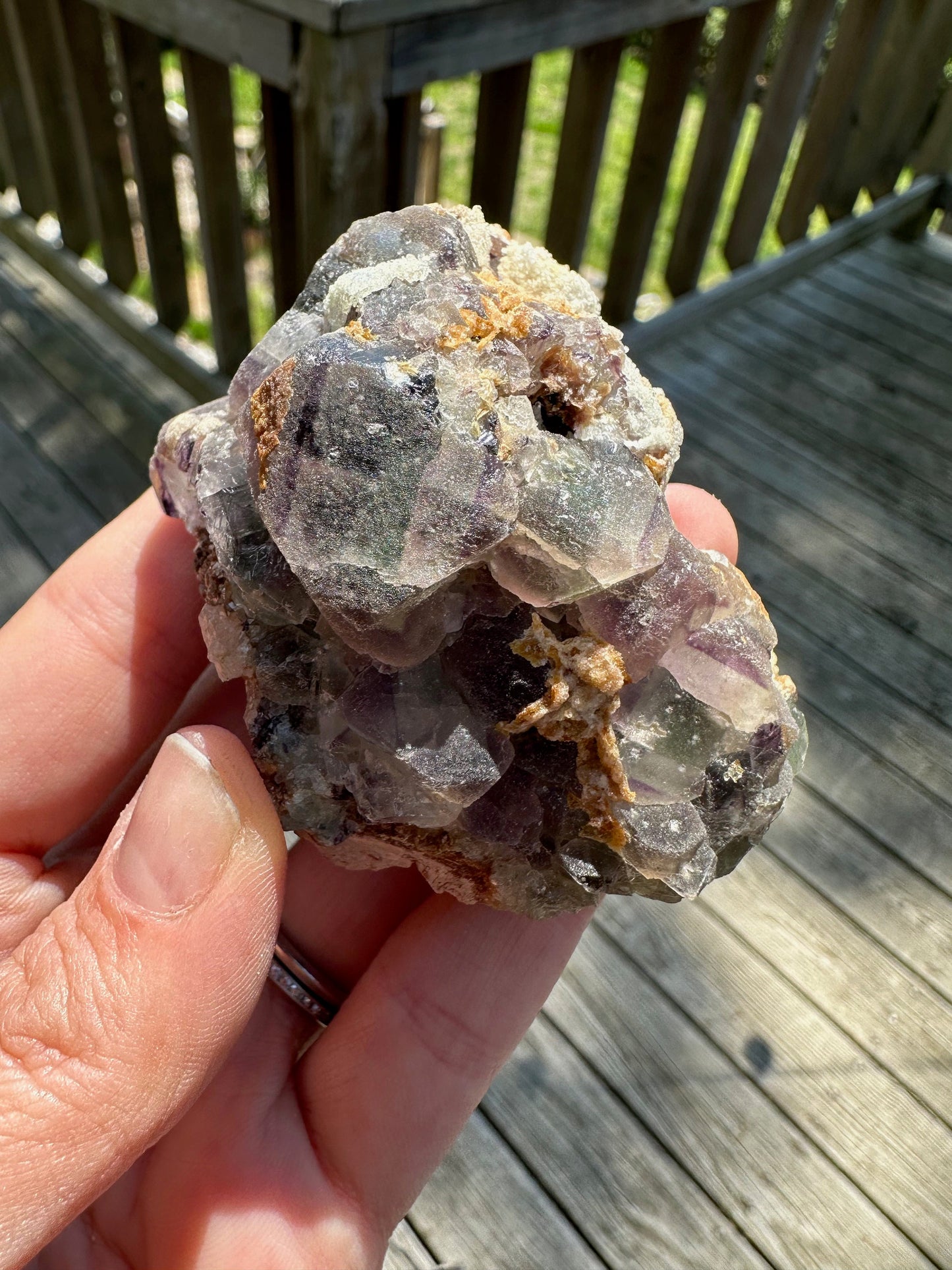 Bicolor Fluorite with Hyalite Opal from Erongo, Namibia