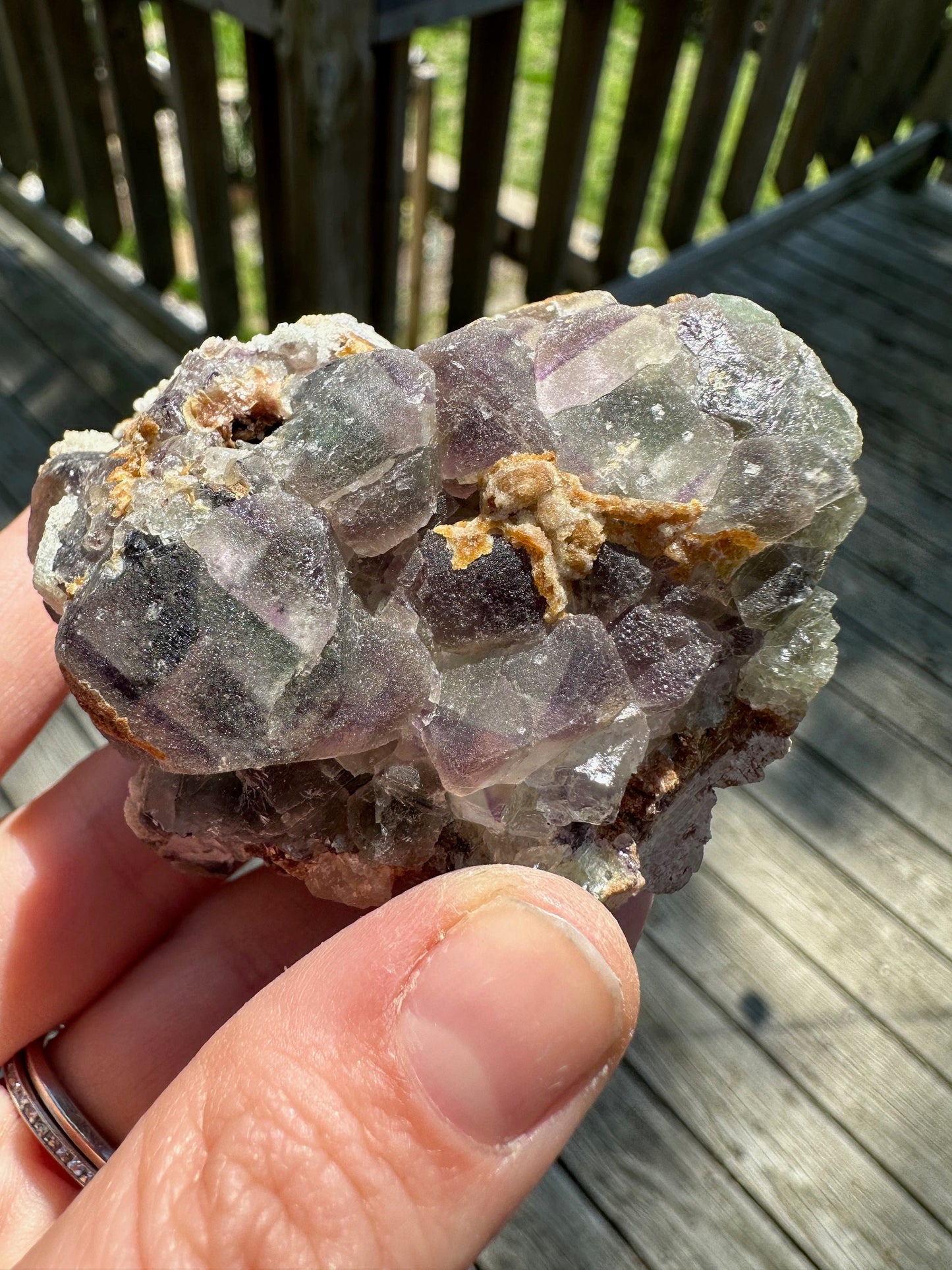 Bicolor Fluorite with Hyalite Opal from Erongo, Namibia