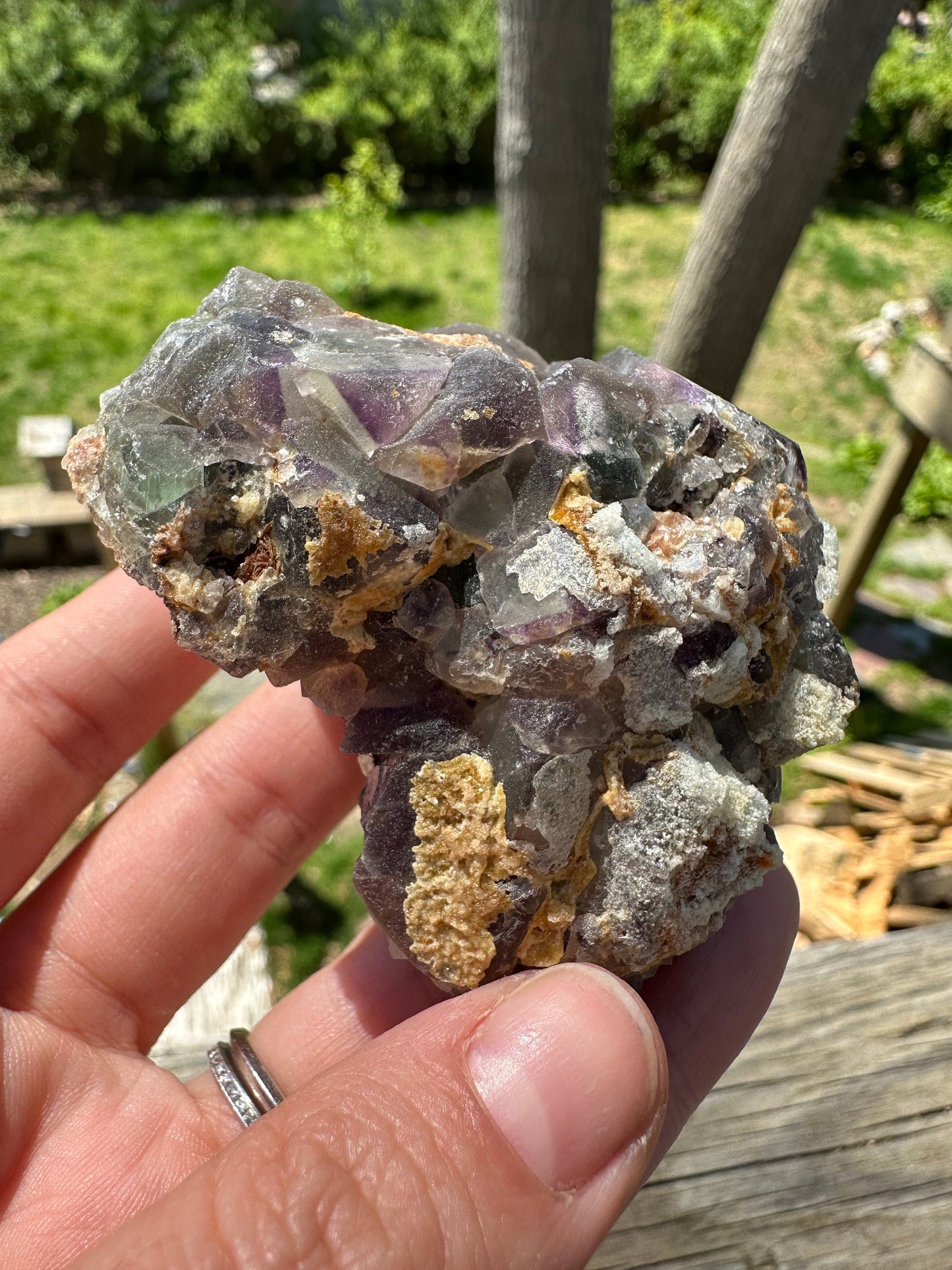 Bicolor Fluorite with Hyalite Opal from Erongo, Namibia