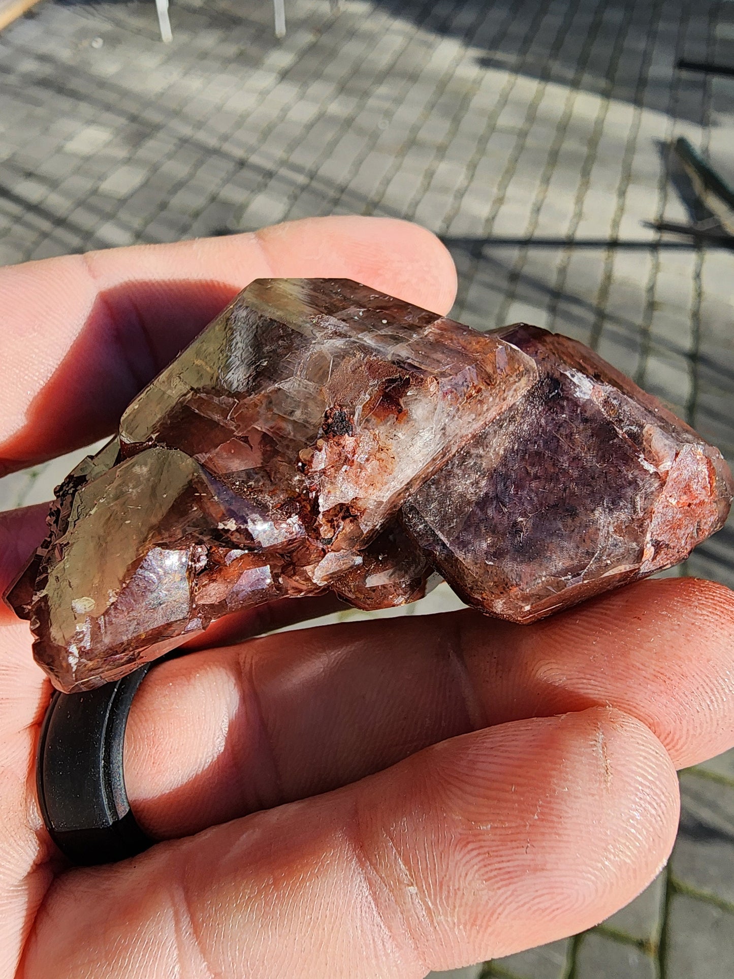 Red Hematite in Calcite Crystal from China