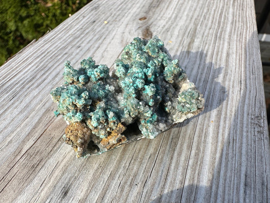 Rosasite with Calcite from Ojuela Mine Mexico