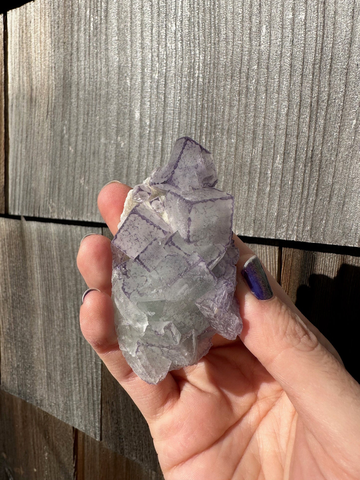 Green and Purple Edge Fluorite Crystal Cluster from Qinglong China