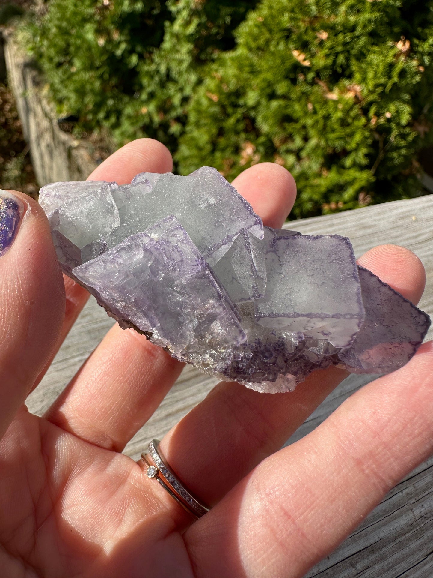Green and Purple Edge Fluorite Crystal Cluster from Qinglong China