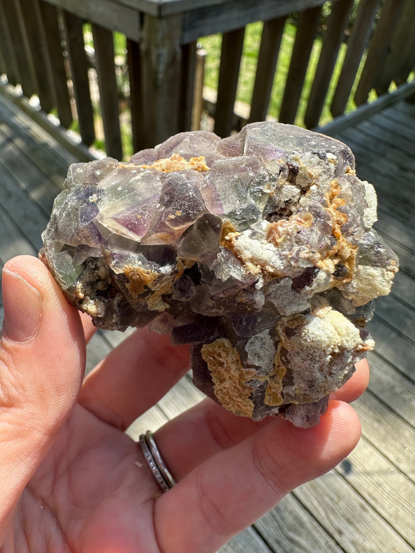 Bicolor Fluorite with Hyalite Opal from Erongo, Namibia