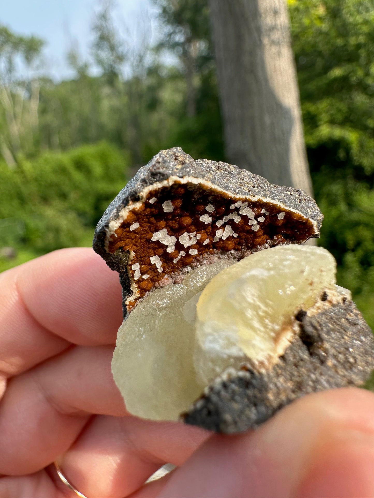 Botryoidal Calcite Crystals on Matrix from China