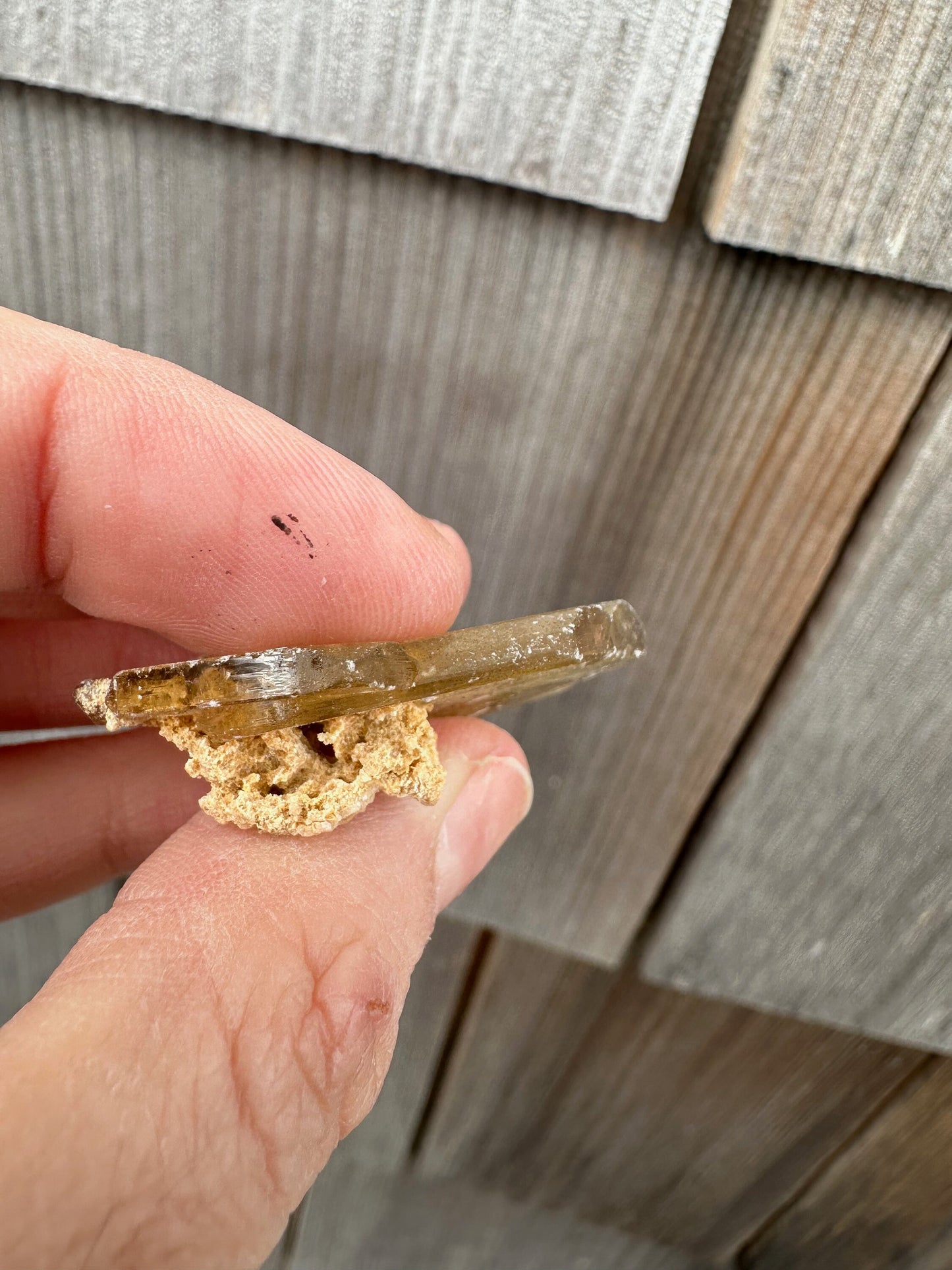 Etched Golden Barite Crystal from Cerro Warihuayin Peru