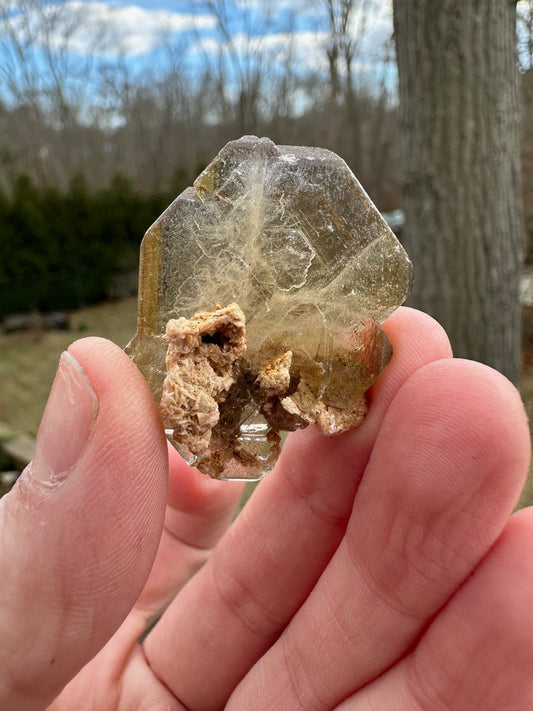 Etched Golden Barite Crystal from Cerro Warihuayin Peru