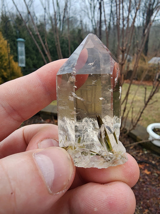 Green Tourmaline in Quartz from Minas Gerais, Brazil