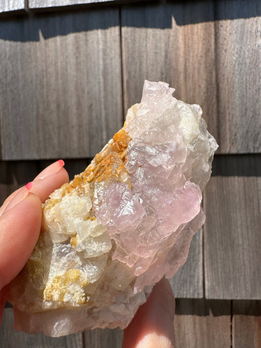 Cabinet Elestial Rose Quartz on Quartz from Brazil