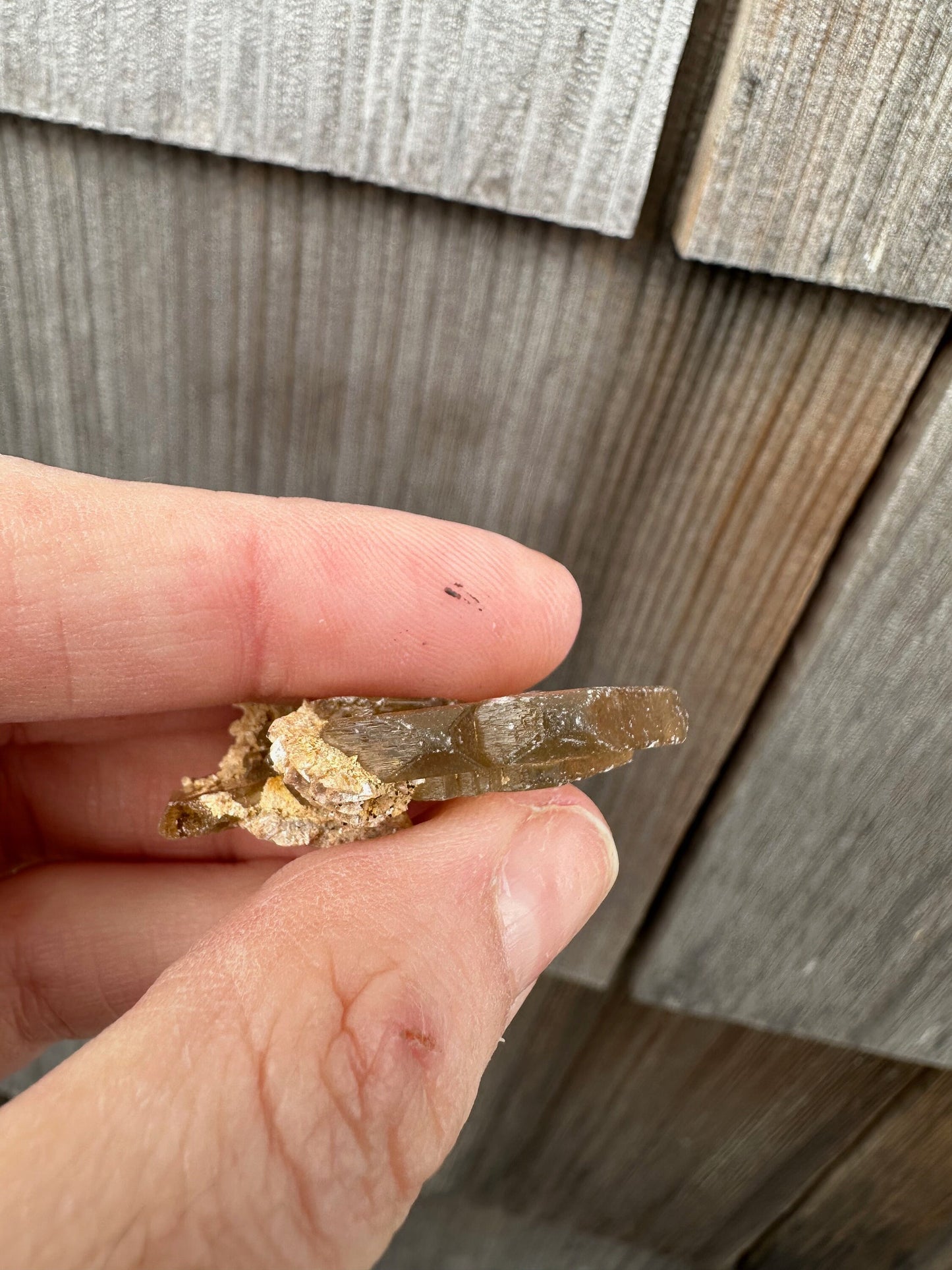 Etched Golden Barite Crystal from Cerro Warihuayin Peru