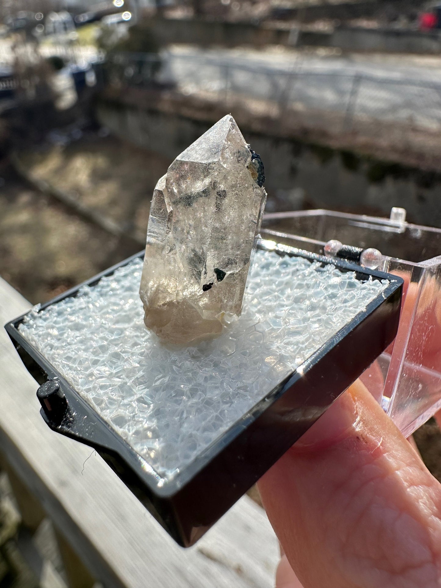 Blue to Green Tourmaline in Quartz Point from Brazil