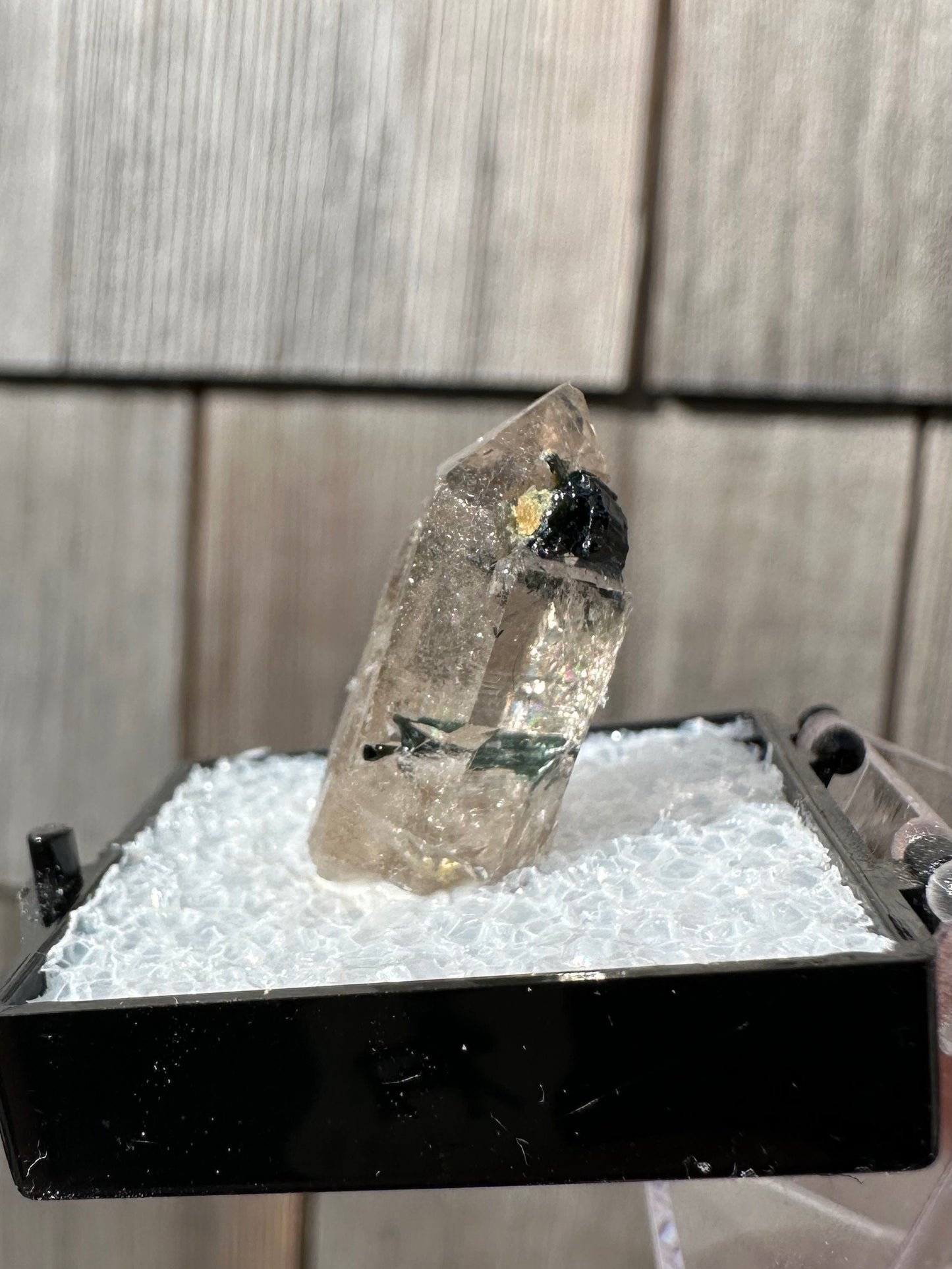 Blue to Green Tourmaline in Quartz Point from Brazil