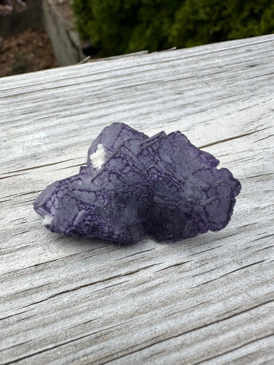 Purple Edge Fluorite Crystal Cluster from Qinglong China