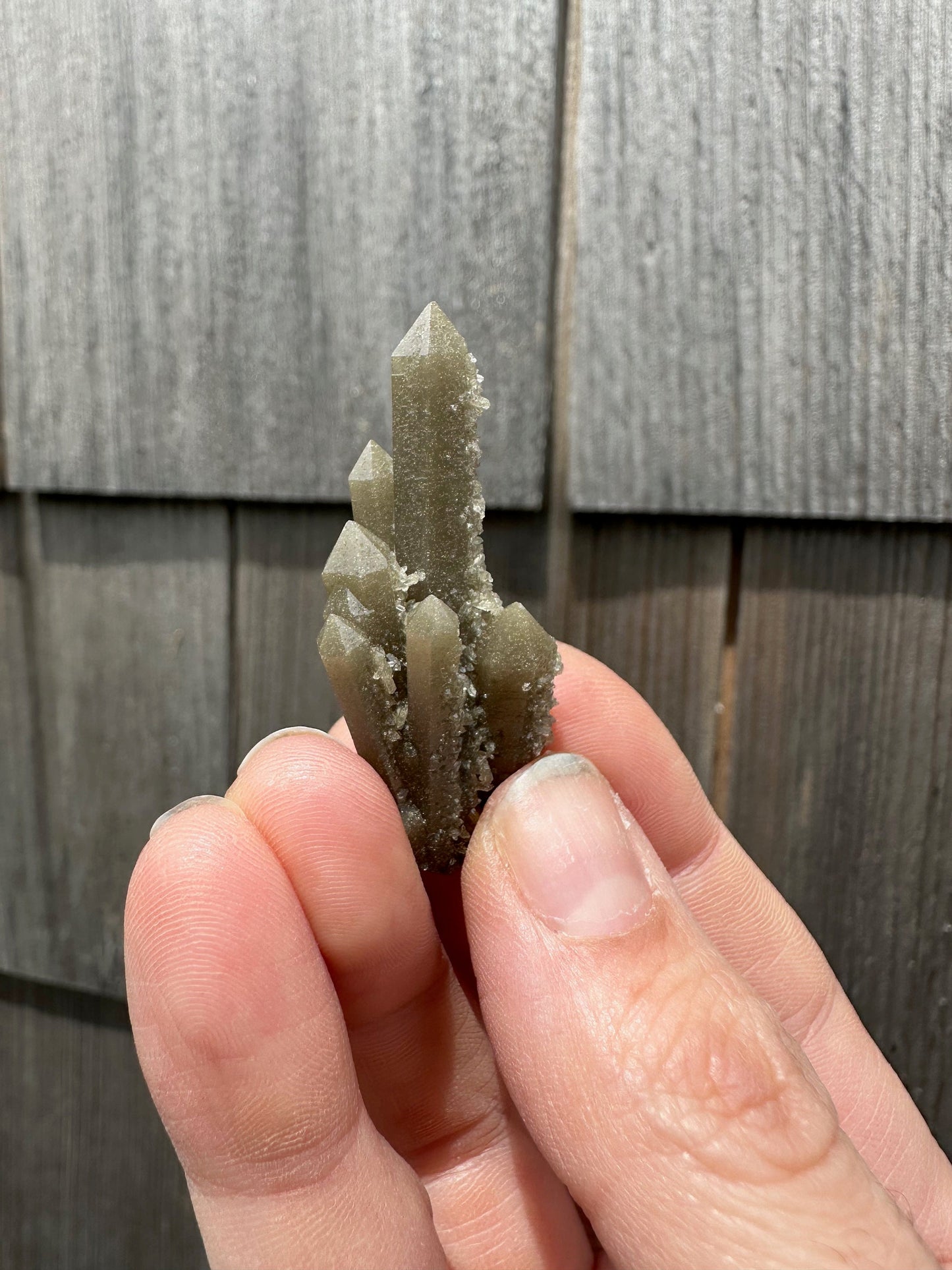 Hedenbergite in Quartz Cluster from Inner Mongolia