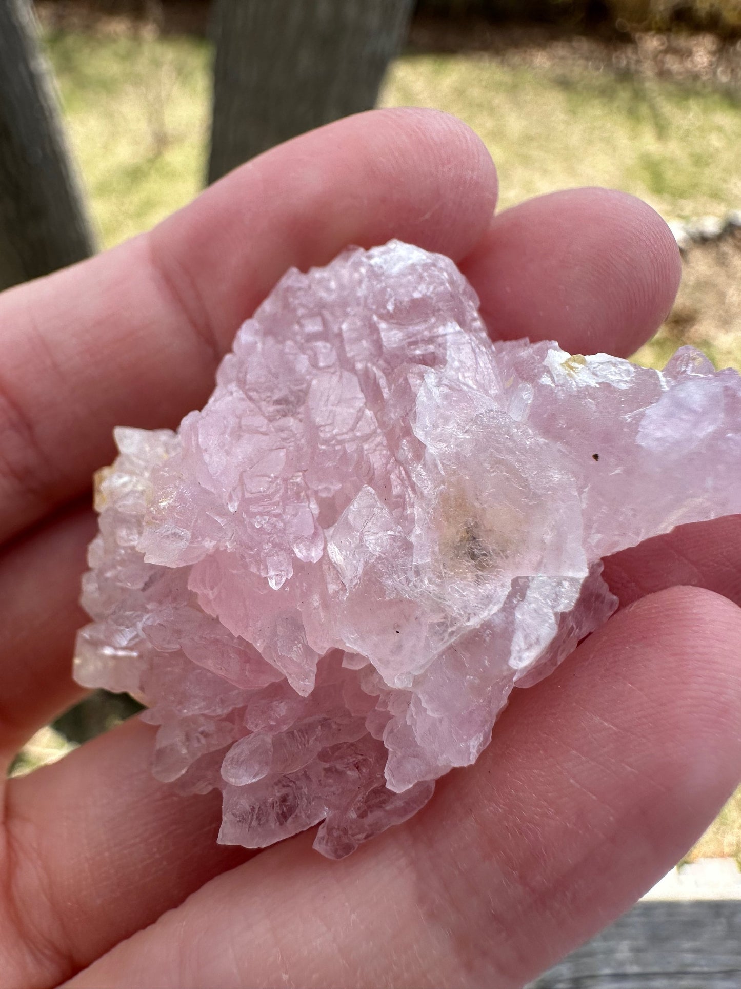 Elestial Rose Quartz Cluster from Brazil