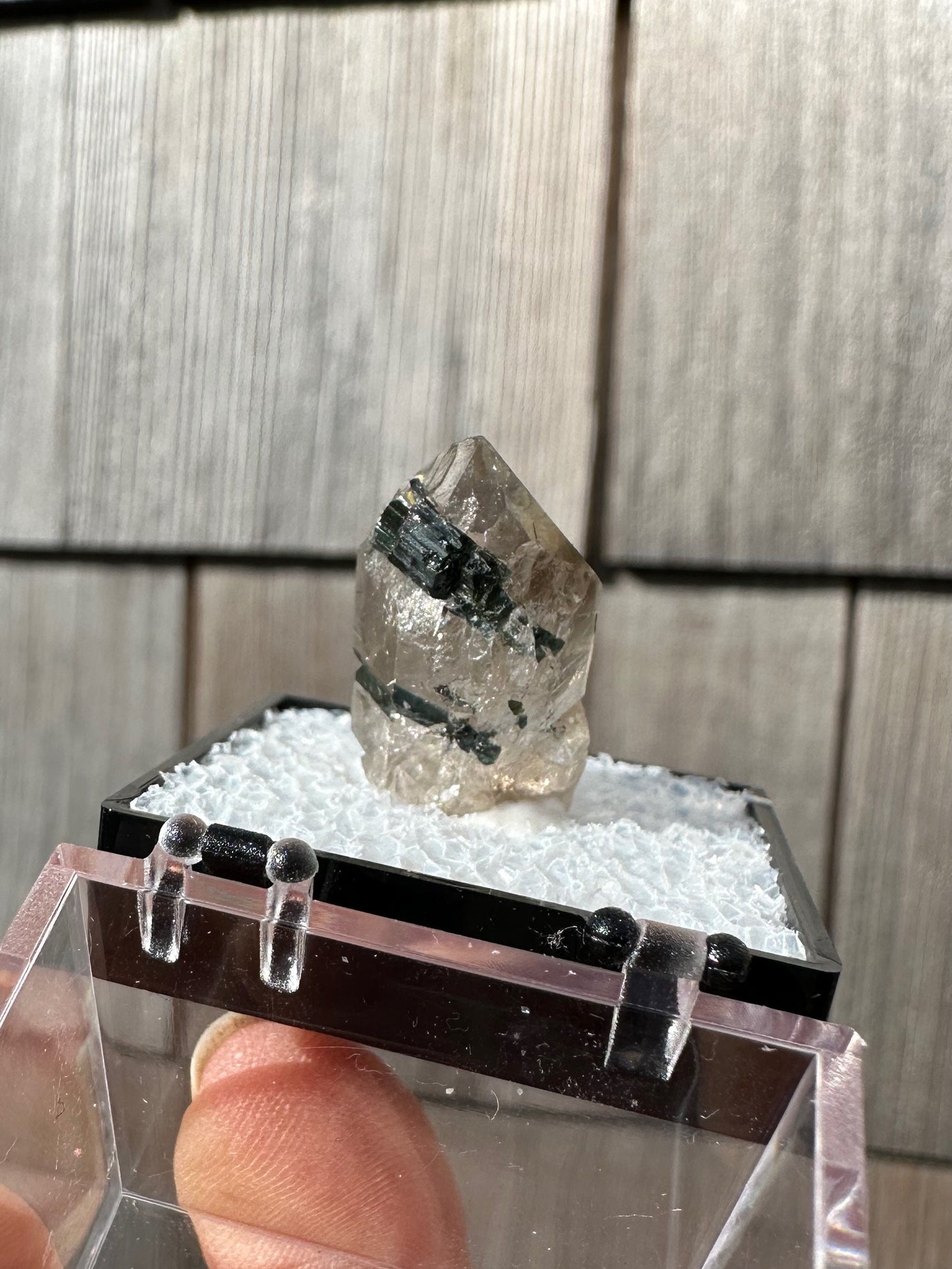 Blue to Green Tourmaline in Quartz Point from Brazil