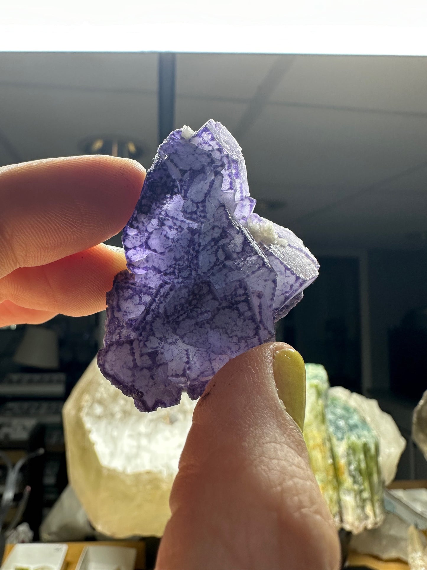 Purple Edge Fluorite Crystal Cluster from Qinglong China