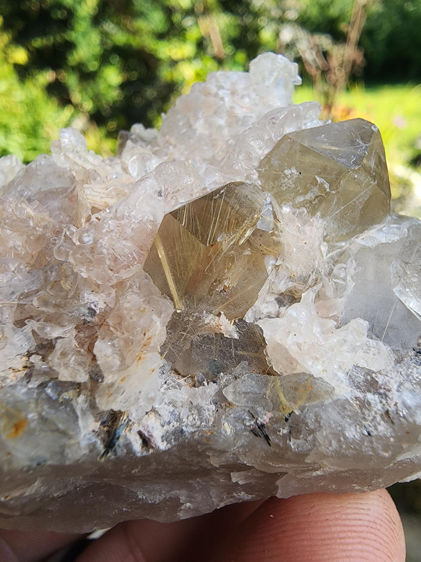 Golden Rutile Star in Quartz with Opal from Bahia, Brazil
