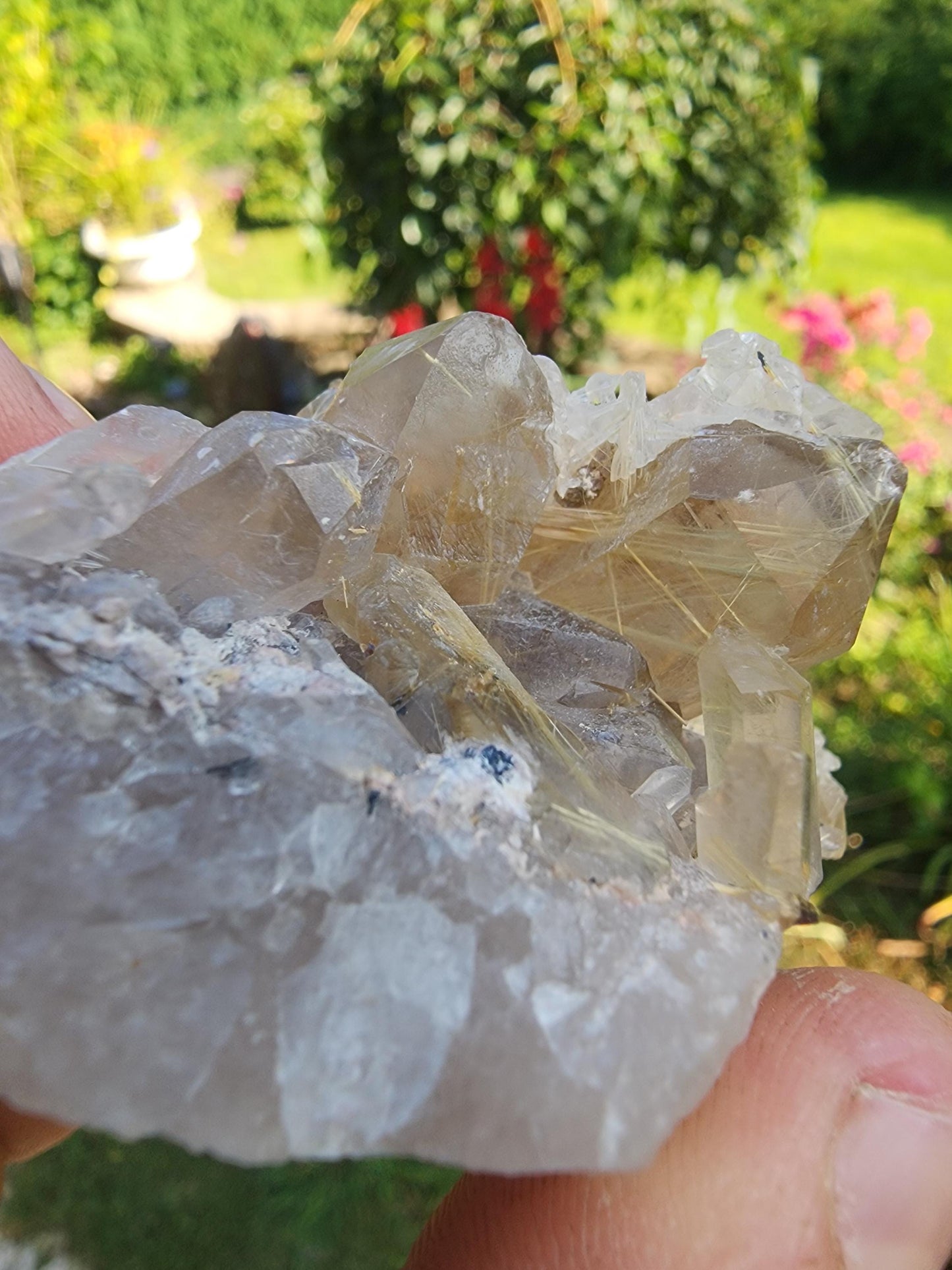 Golden Rutile Star in Quartz with Opal from Bahia, Brazil