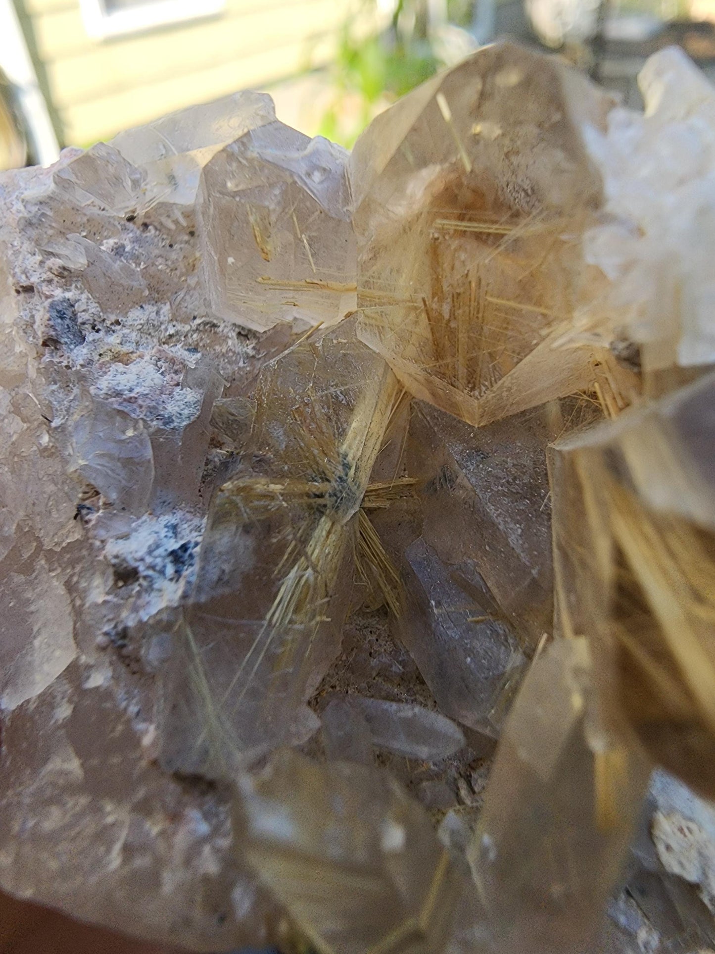 Golden Rutile Star in Quartz with Opal from Bahia, Brazil