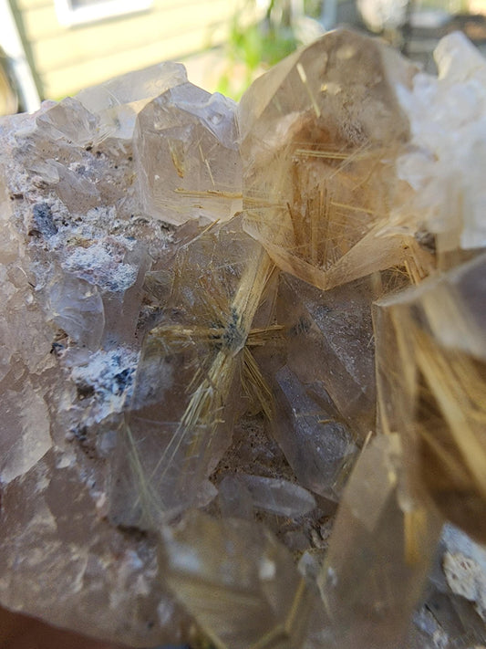 Golden Rutile Star in Quartz with Opal from Bahia, Brazil