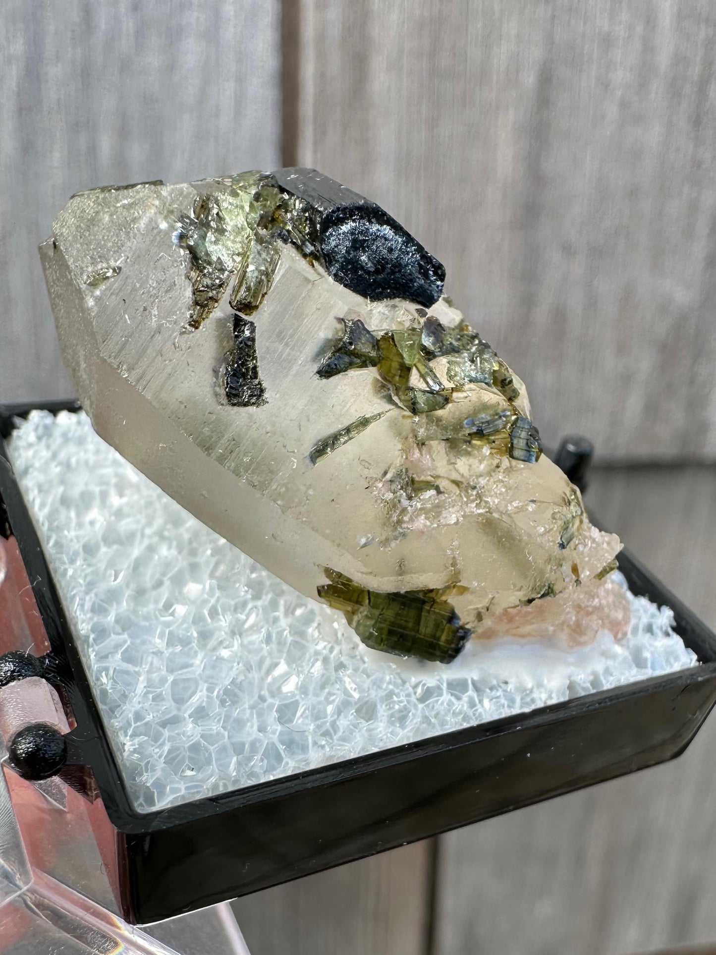 Tourmaline on and in Quartz Point from Sao Jose Da Safira Brazil