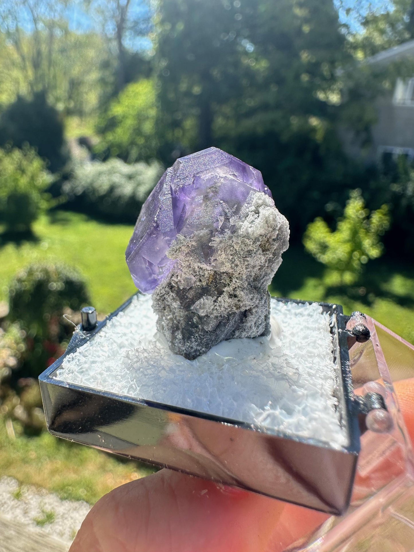 Purple Blue "Tanzanite" Fluorite Crystal on Matrix from Xia Yang Mine China
