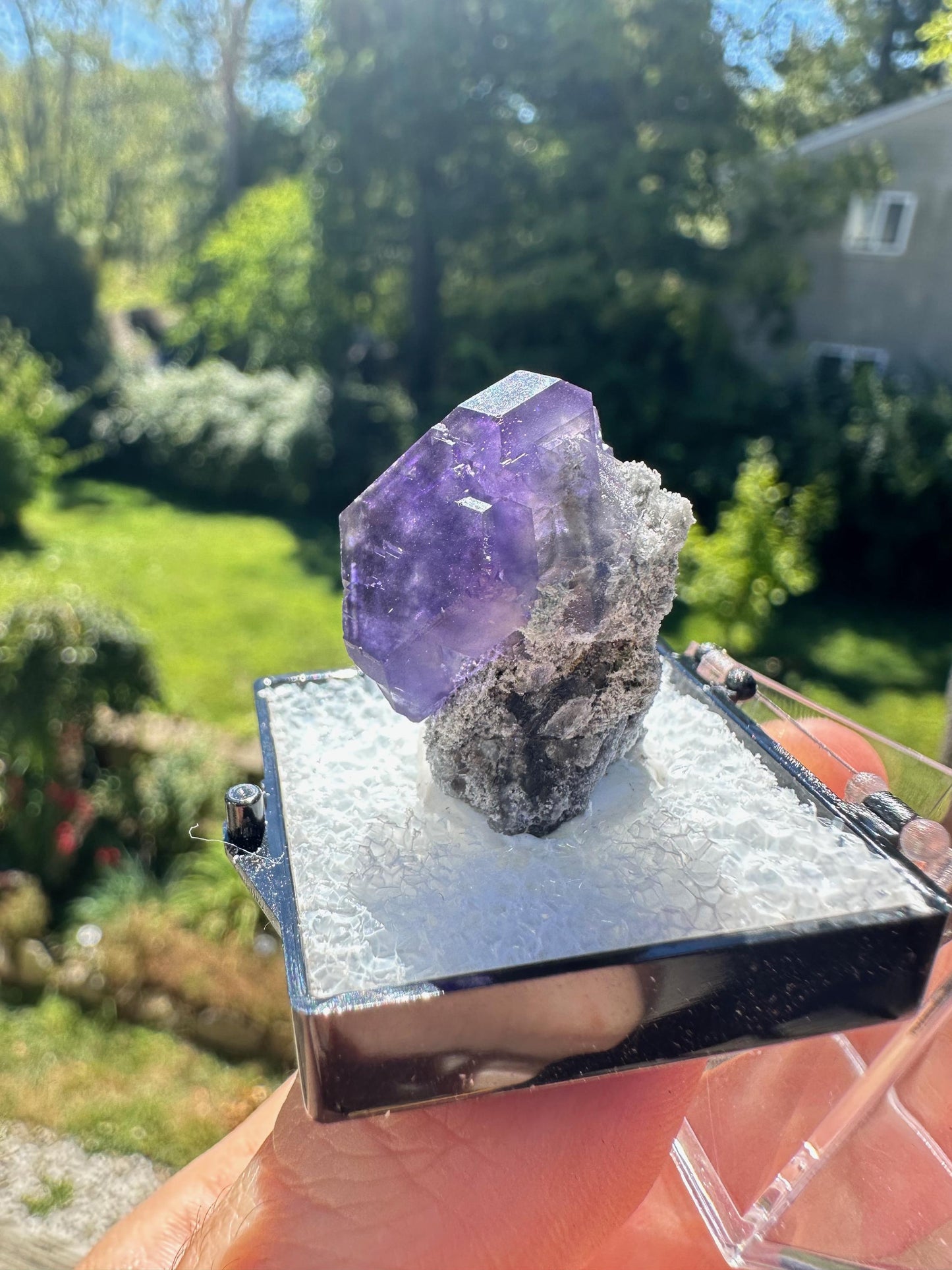 Purple Blue "Tanzanite" Fluorite Crystal on Matrix from Xia Yang Mine China