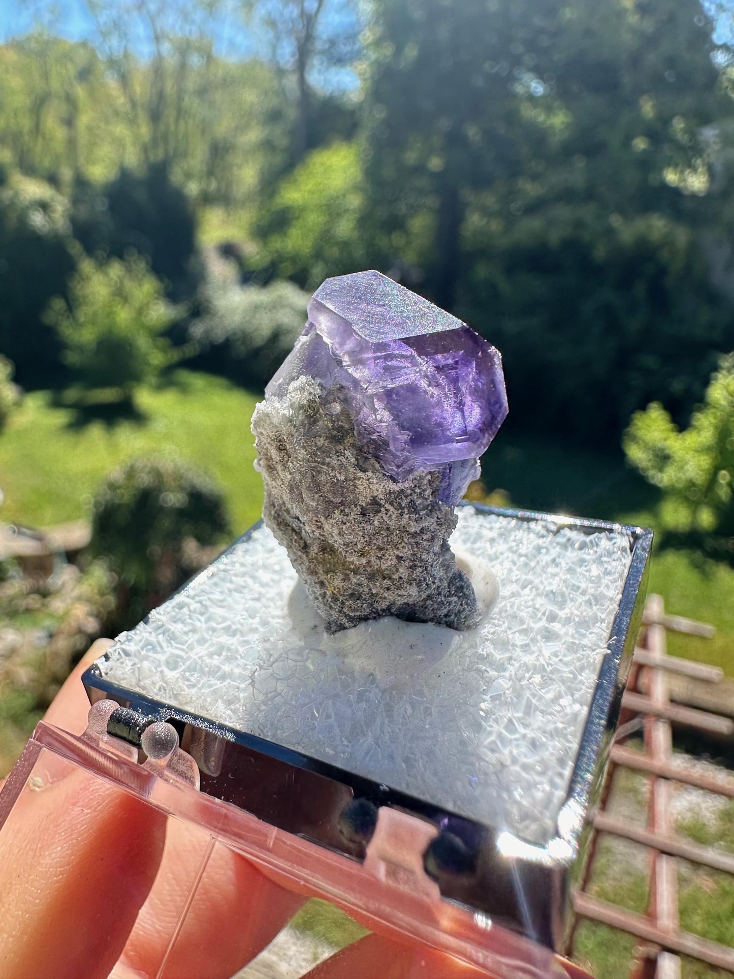 Purple Blue "Tanzanite" Fluorite Crystal on Matrix from Xia Yang Mine China