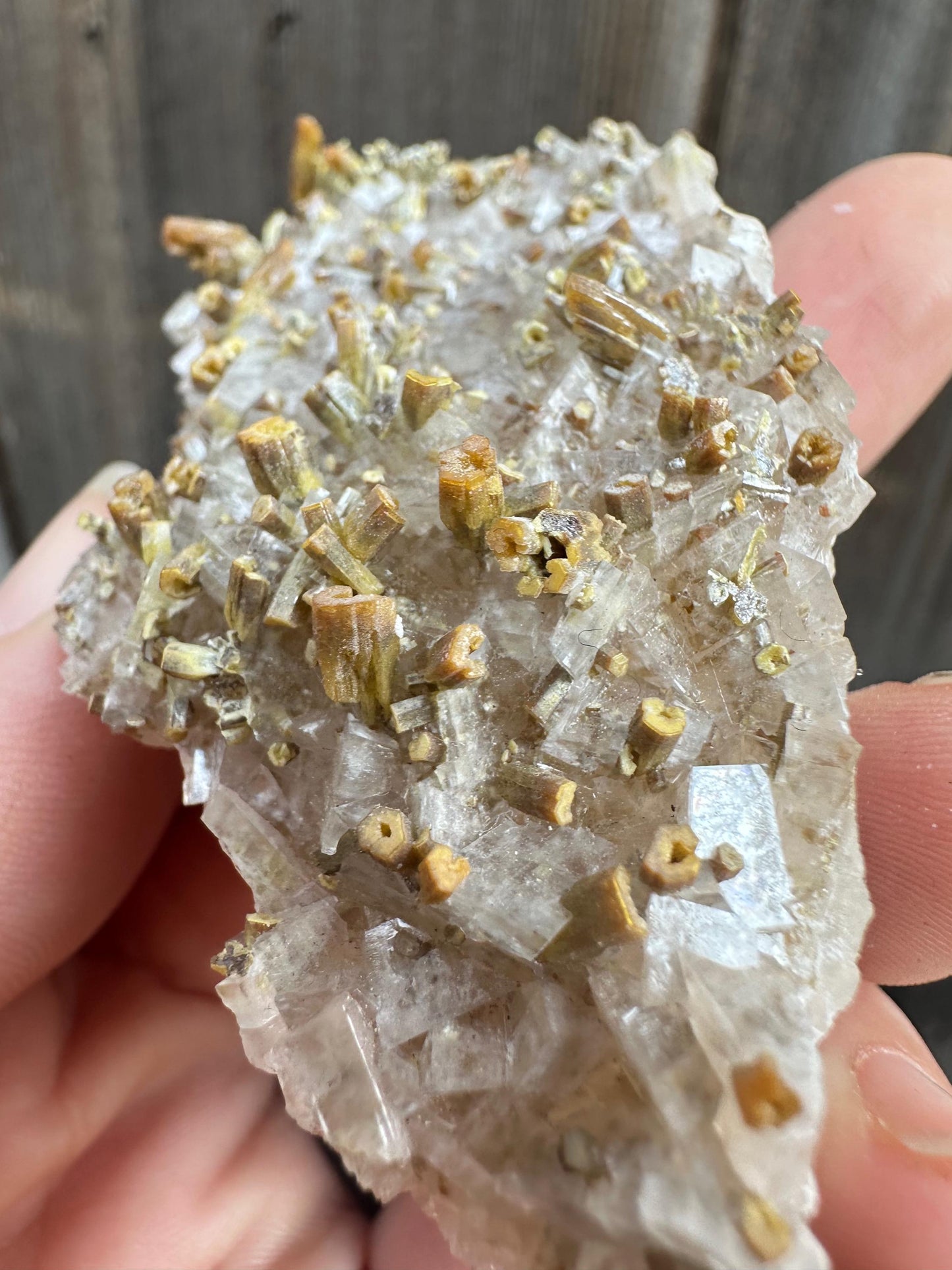 Vanadinite Crystals on Calcite from San Carlos Mine Mexico