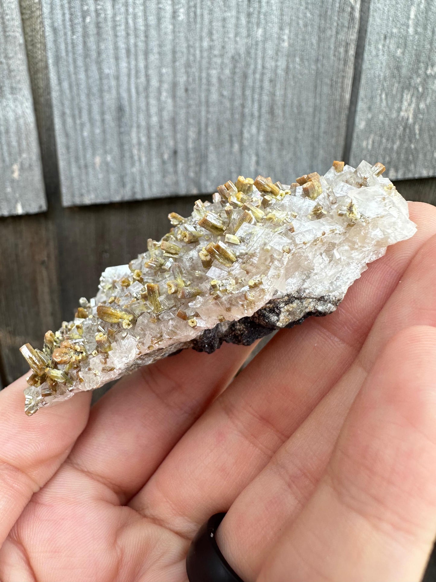 Vanadinite Crystals on Calcite from San Carlos Mine Mexico