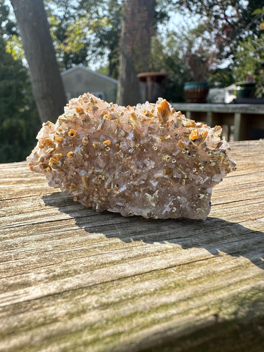 Vanadinite Crystals on Calcite from San Carlos Mine Mexico