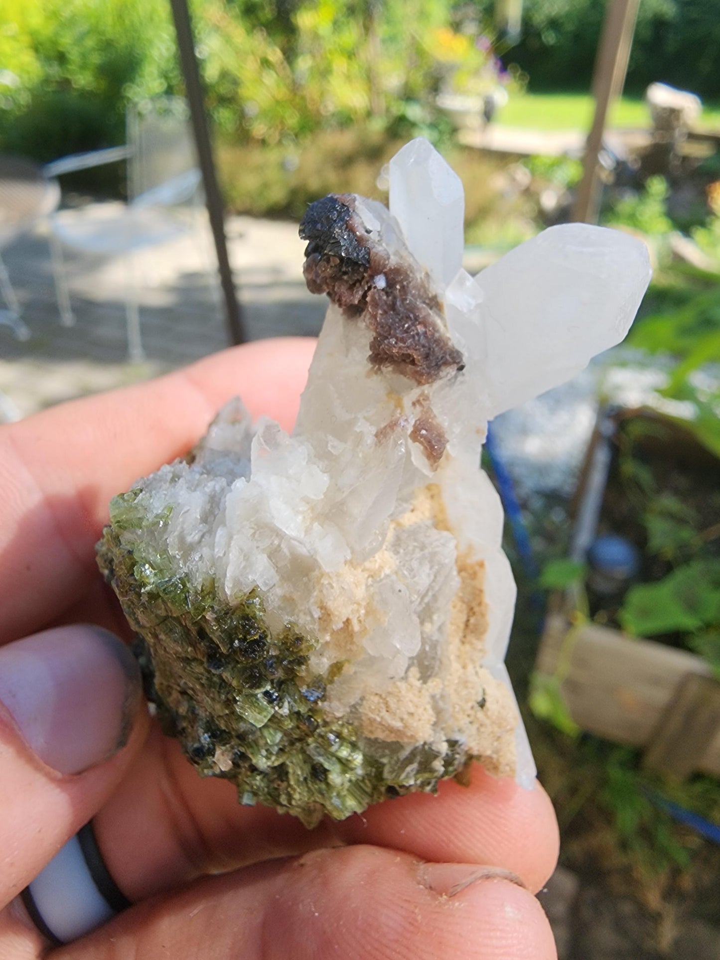 Cats-Eye Tourmaline with Quartz and Lepidolite from Minas Gerais, Brazil