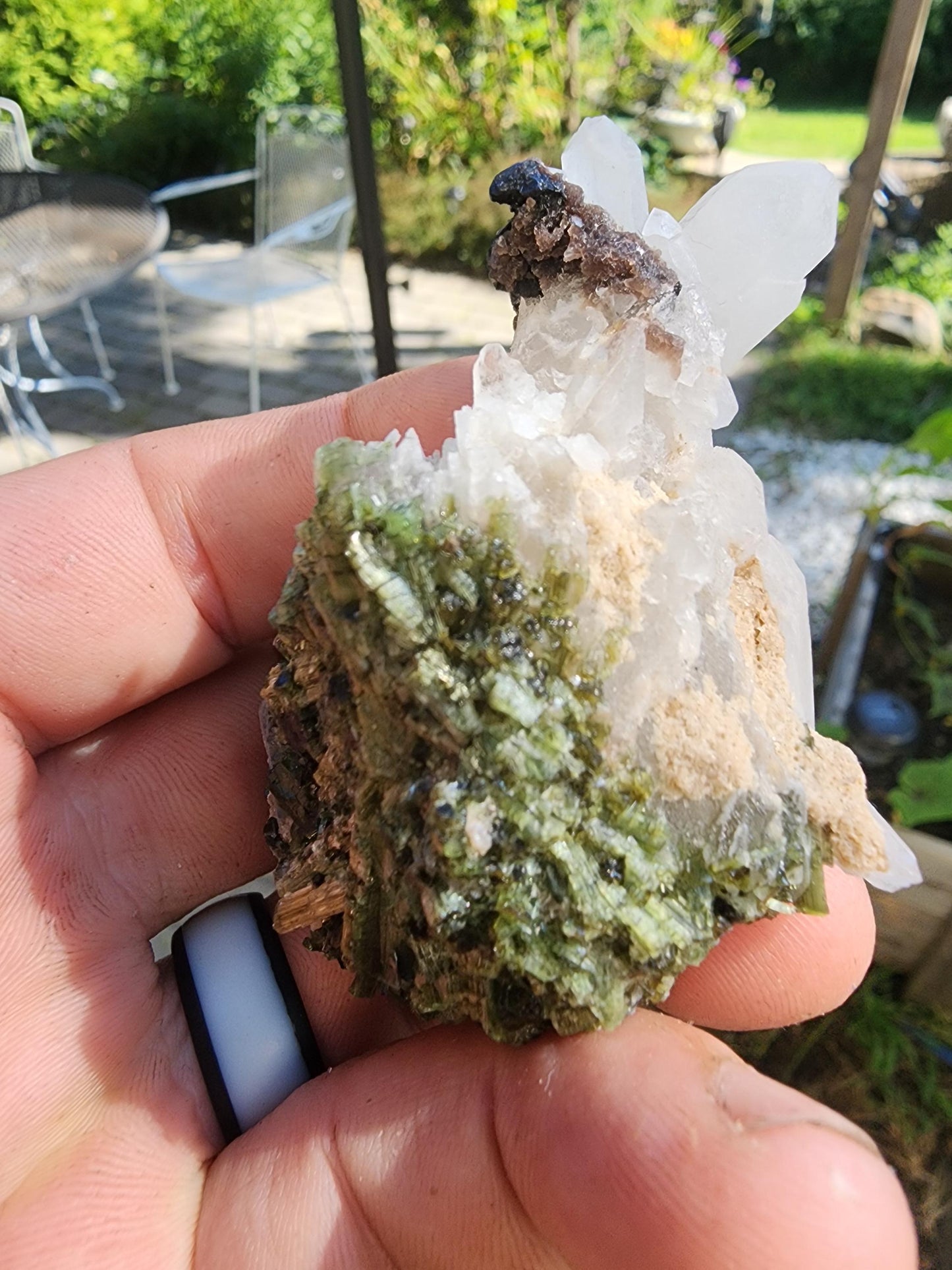 Cats-Eye Tourmaline with Quartz and Lepidolite from Minas Gerais, Brazil