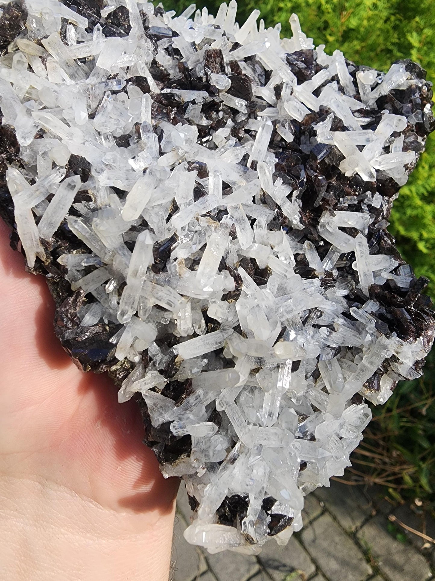 Large Gemmy Axinite with Fine Quartz Points Mineral Specimen China
