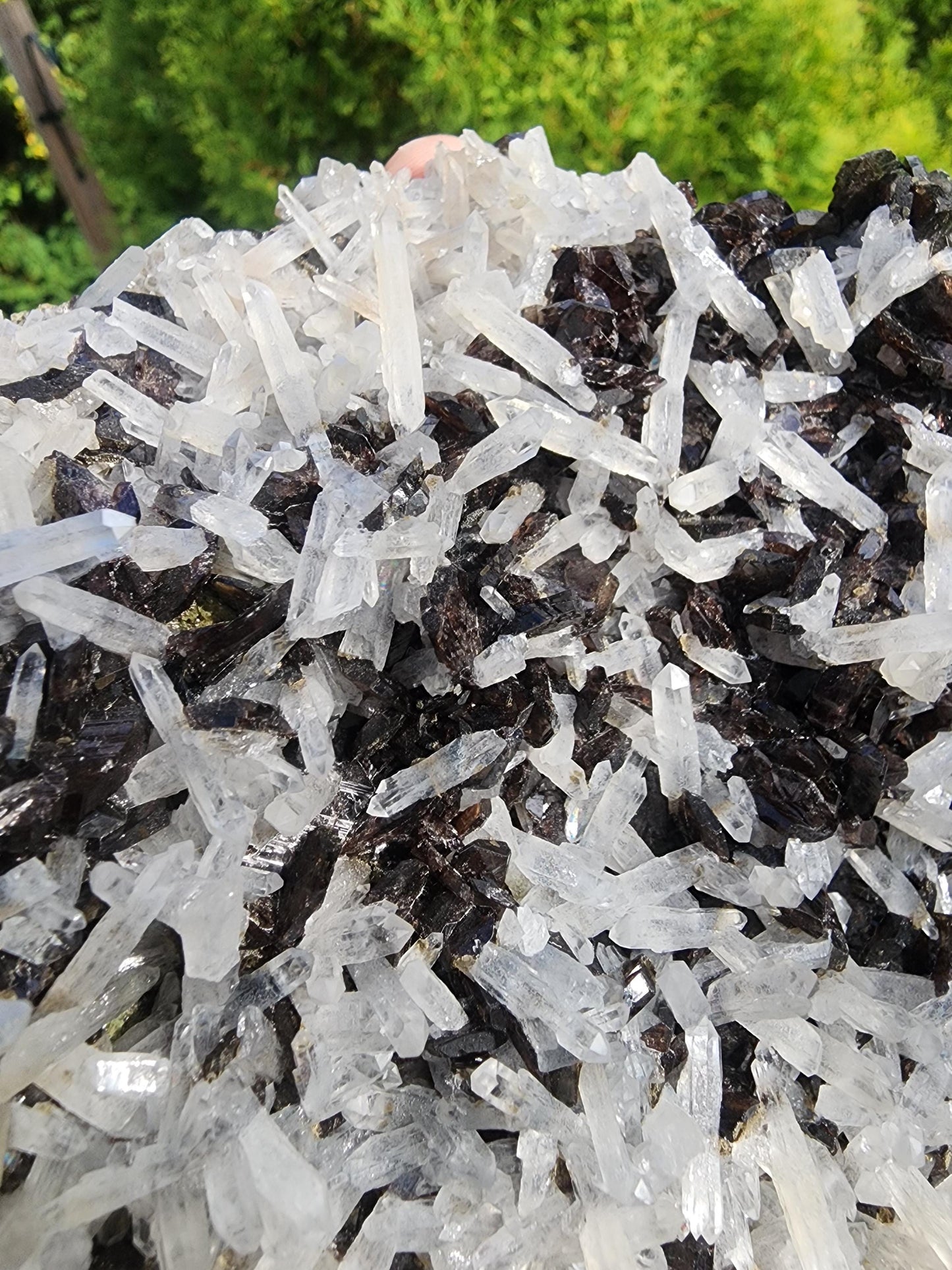 Large Gemmy Axinite with Fine Quartz Points Mineral Specimen China