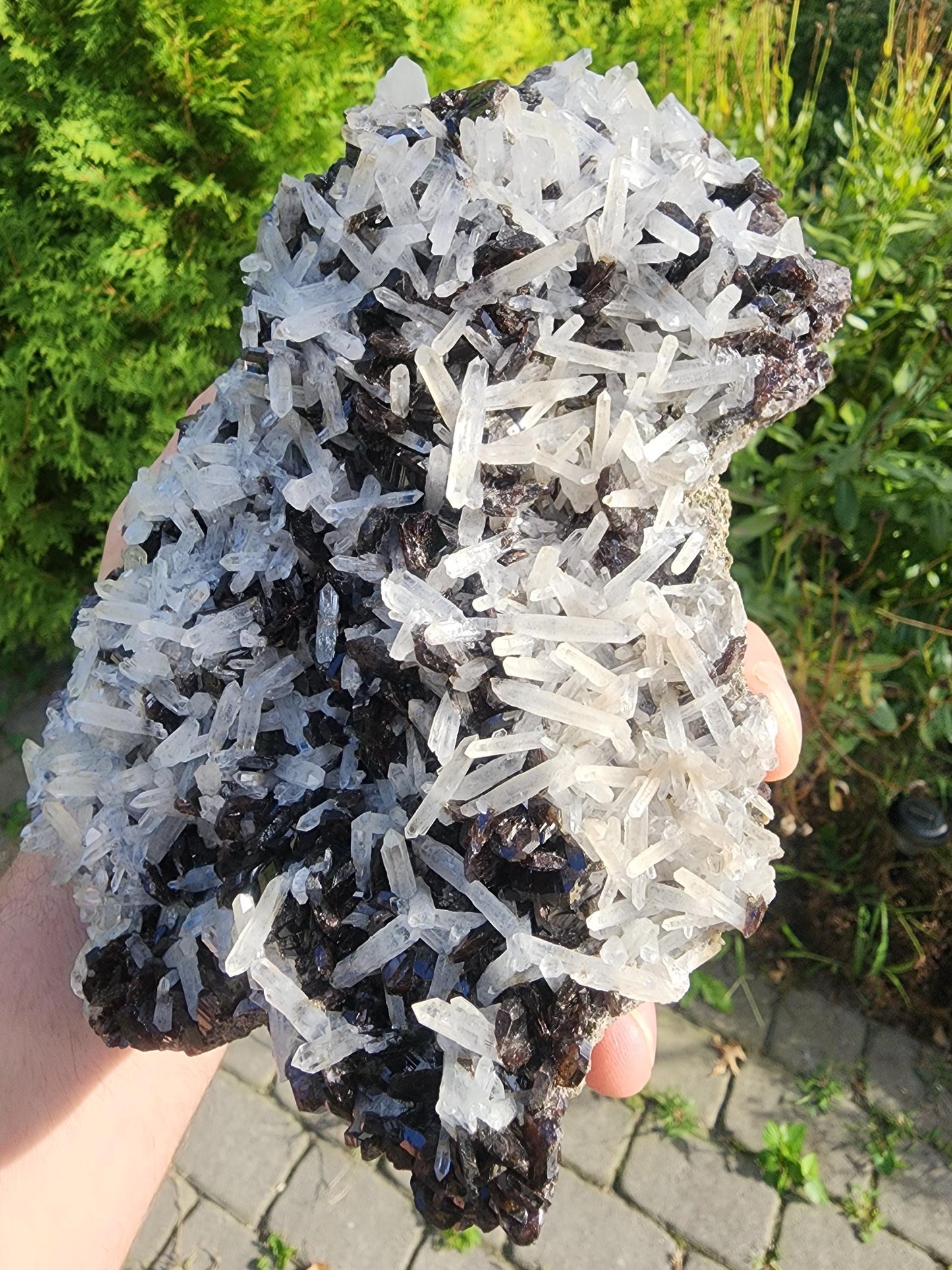 Large Gemmy Axinite with Fine Quartz Points Mineral Specimen China