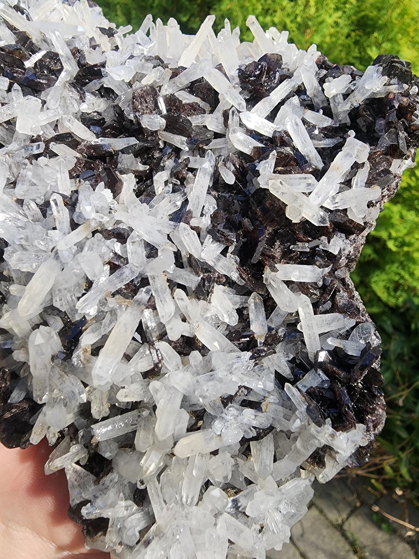 Large Gemmy Axinite with Fine Quartz Points Mineral Specimen China