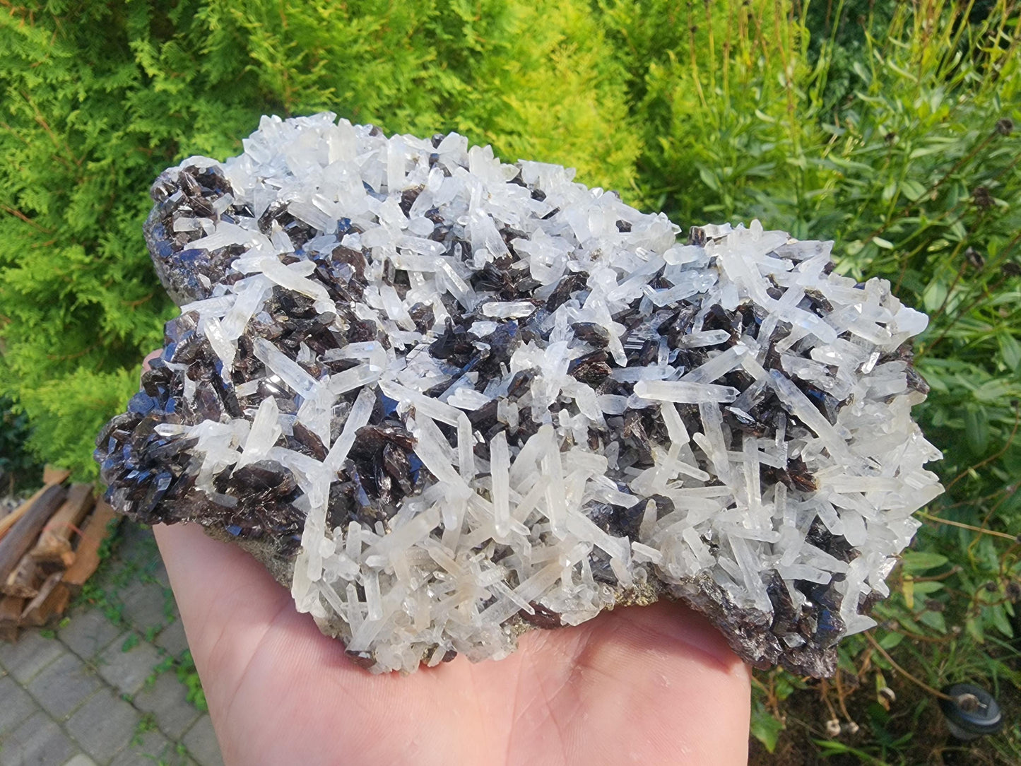 Large Gemmy Axinite with Fine Quartz Points Mineral Specimen China