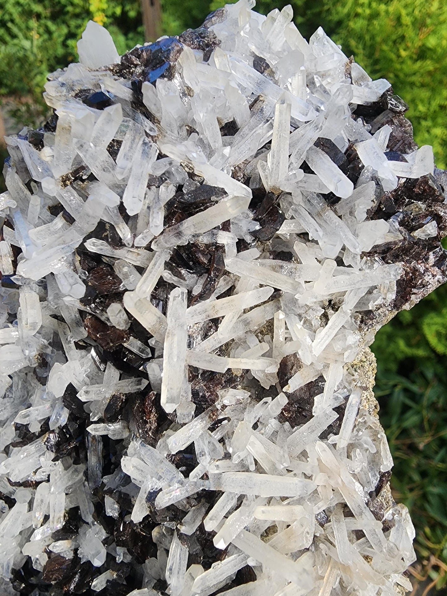 Large Gemmy Axinite with Fine Quartz Points Mineral Specimen China