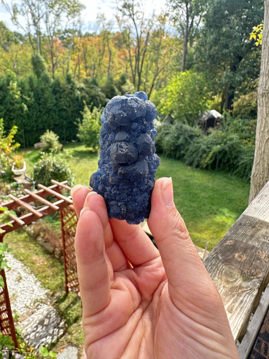Blueberry Fluorite on Cactus Quartz from Huanggangliang, Inner Mongolia, China