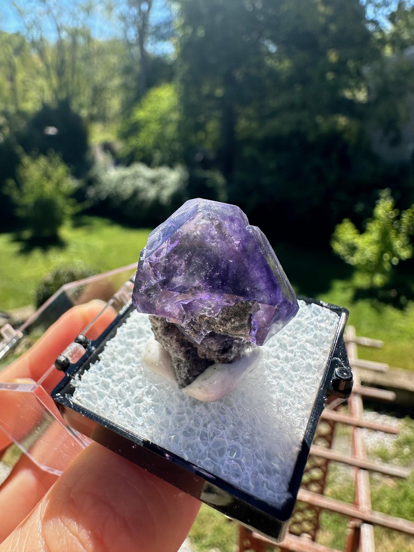 Purple Blue "Tanzanite" Fluorite Crystal on Matrix from Xia Yang Mine China