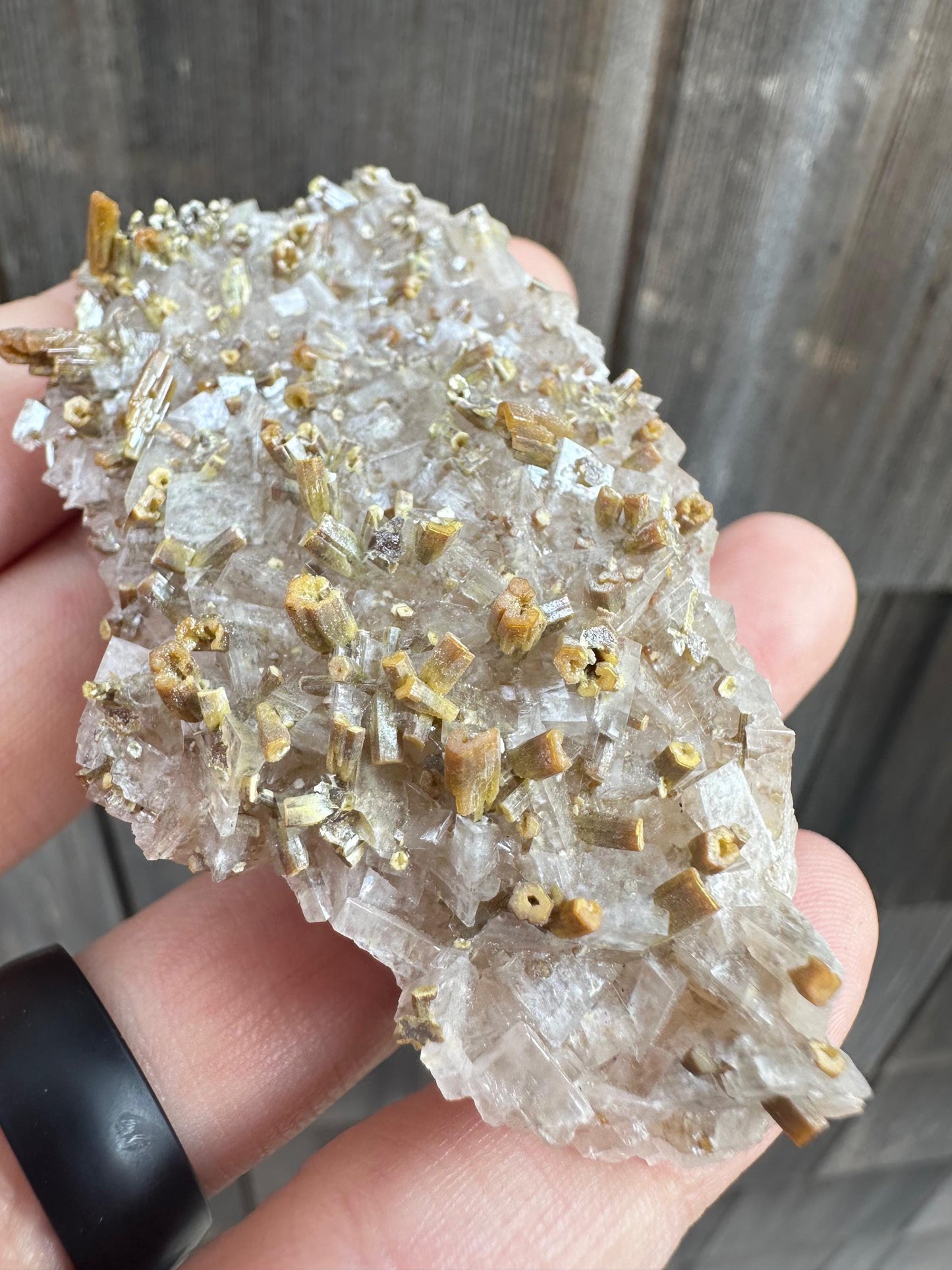 Vanadinite Crystals on Calcite from San Carlos Mine Mexico