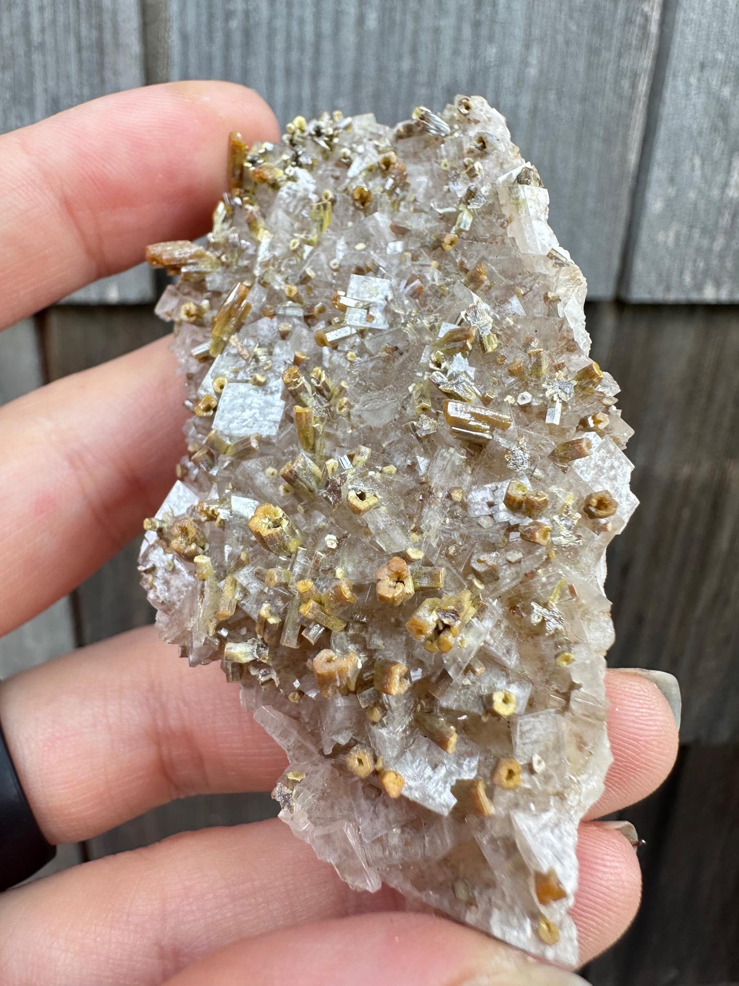 Vanadinite Crystals on Calcite from San Carlos Mine Mexico