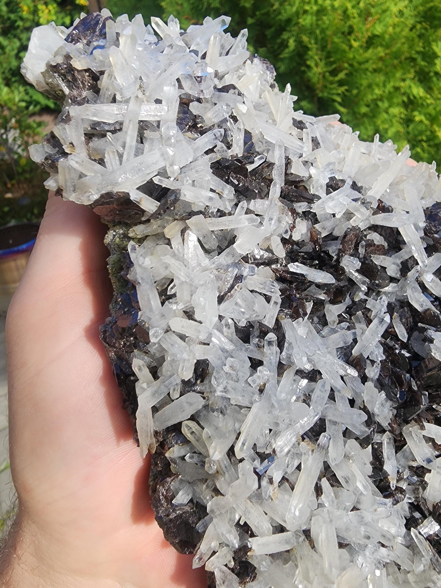 Large Gemmy Axinite with Fine Quartz Points Mineral Specimen China