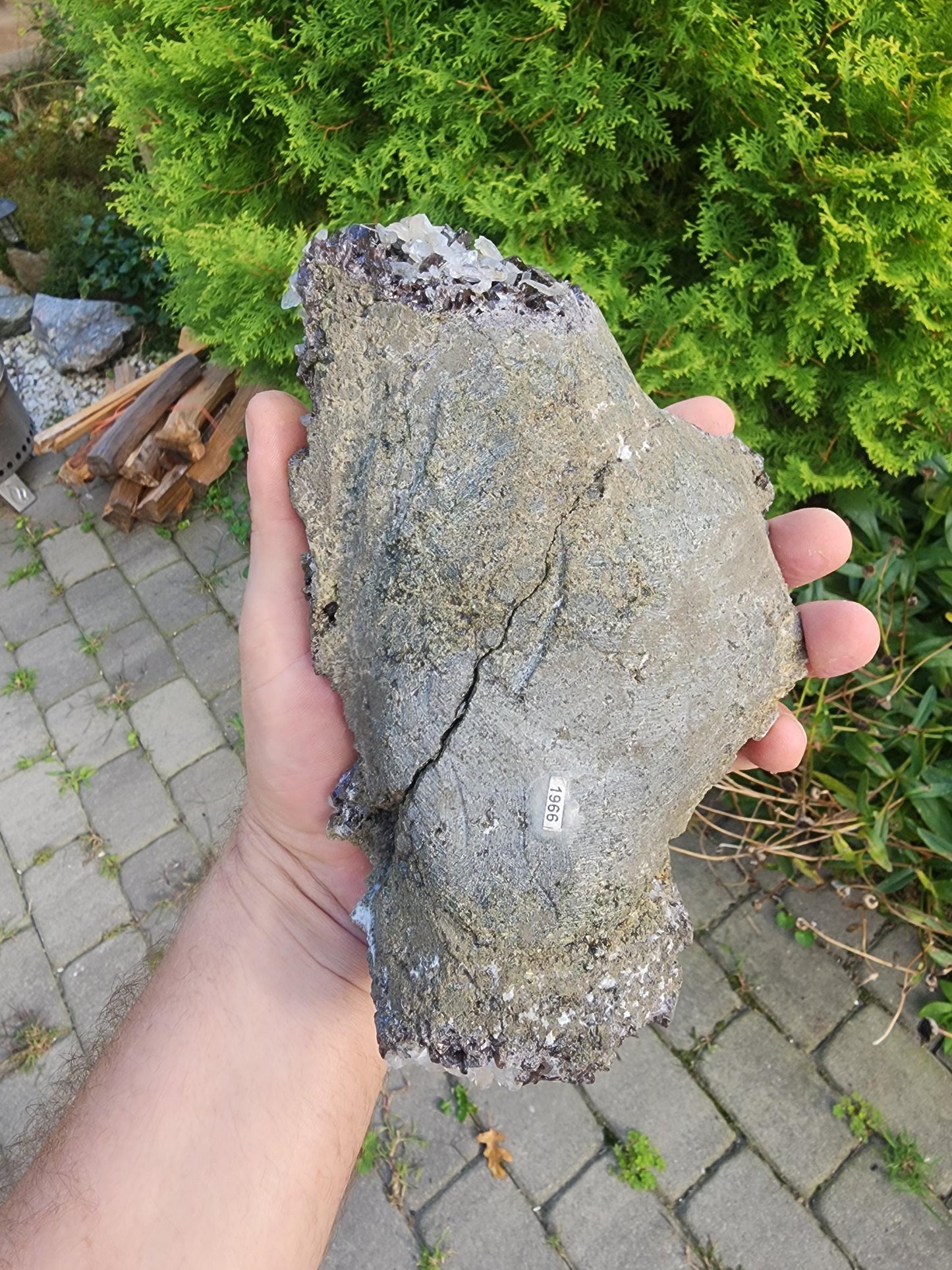 Large Gemmy Axinite with Fine Quartz Points Mineral Specimen China