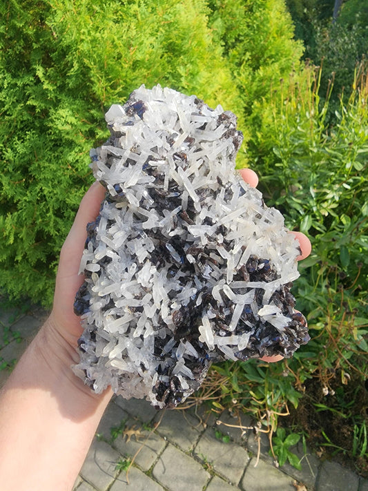 Large Gemmy Axinite with Fine Quartz Points Mineral Specimen China
