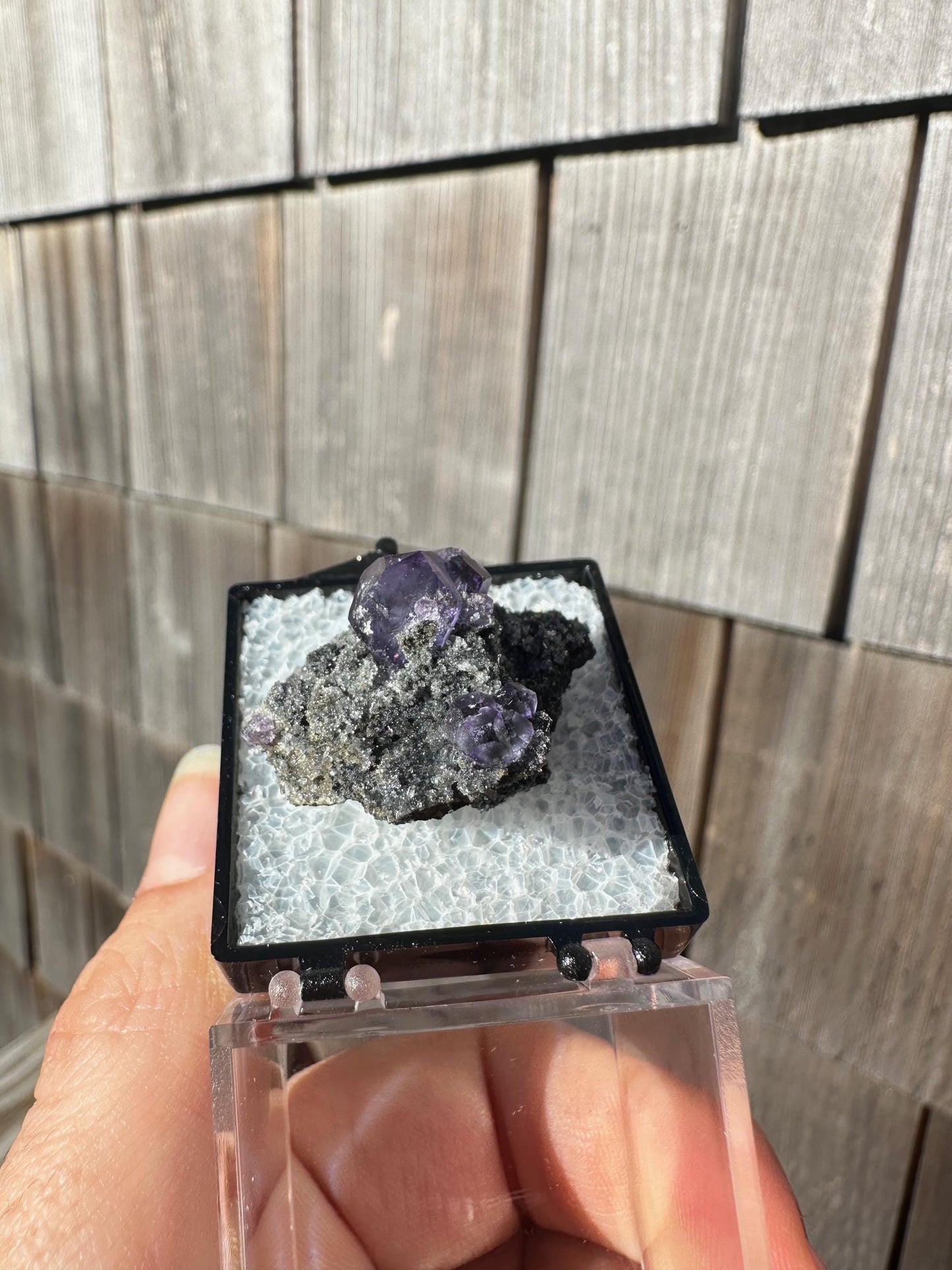 Purple Fluorite Crystals on Matrix from Xia Yang Mine China