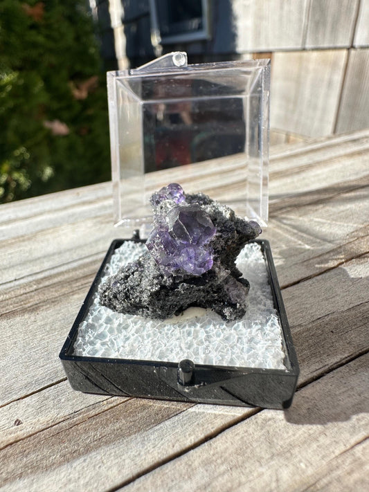Purple Fluorite Crystals on Matrix from Xia Yang Mine China